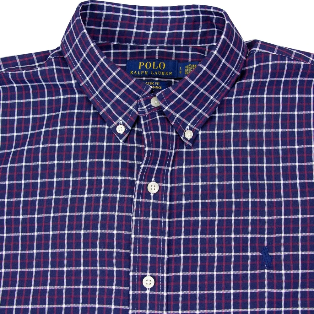 Polo Ralph Lauren Mens L Classic Fit Performance Nylon Poly Shirt Blue‎